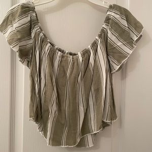 green and white striped crop top
